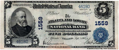 The Atlanta and Lowry National Bank 1559 5 dollars series 1902