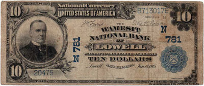 The Wamesit National Bank of Lowell 10 dollars 1902