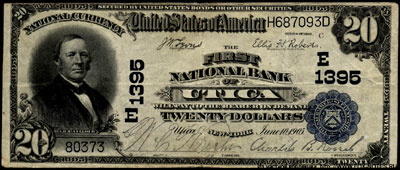 The First National Bank Utica  20 dollars Series 1902
