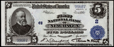 The First National Bank of New Haven 5 dollars series 1902