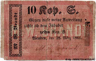 W.W. Brandt 10 kop. 1861 Wenden