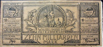 Stadtgemeinde Waiblingen 10000000000 Mark 1923