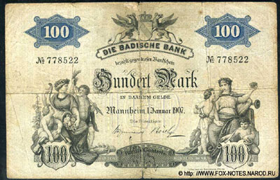 Badische Bank 100 mark 1907