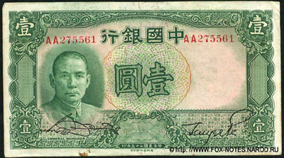 Китайский Банк банкнота 1 юань 1936