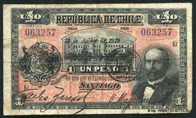 Чили 1 песо 1919