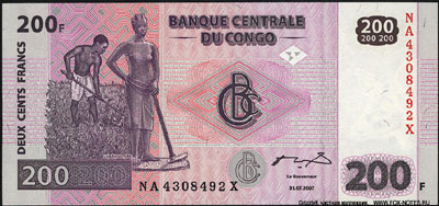 Демократическая Республика Конго 200 франков 2007