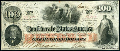Конфедеративные Штаты Америки 100 доларов 1862