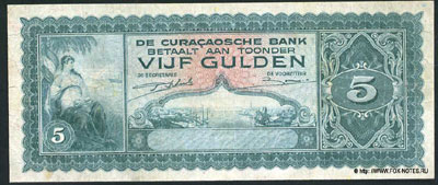 Кюрасао. Curaçaosche Bank. Bankbiljet. Выпуск 1943.