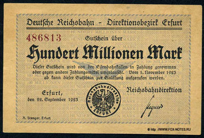 Reichsbahndirektion Erfurt 5000000 mark 1923