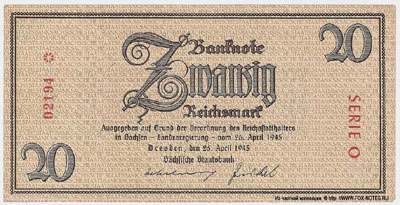 Sächsischen Staatsbank 20 Mark 1945