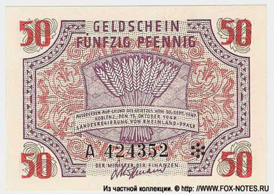 Rheinland-Pfalz. Landesregierung. 50 pfennig 1947