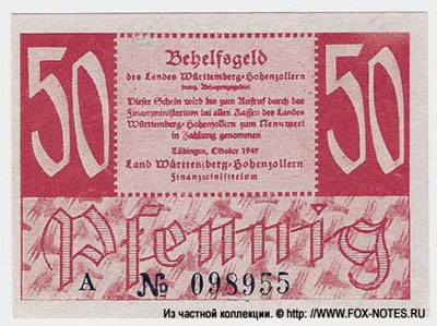 Württemberg-Hohenzollern, Finanzministerium 50 pfennig 1947