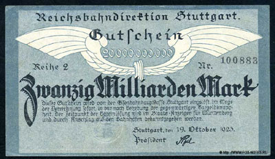 Reichsbahndirektion Stuttgart 20 milliarden mark 1923