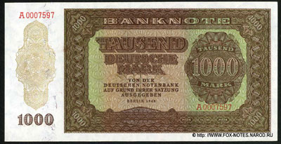 ГДР Deutschen Noten Bank Банкнота 1000 марок 1948