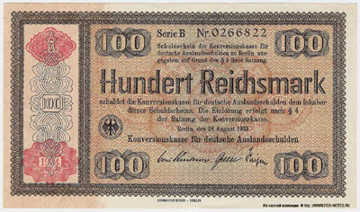 Konversionskasse für deutsche Auslandsschulden 100 mark 1934