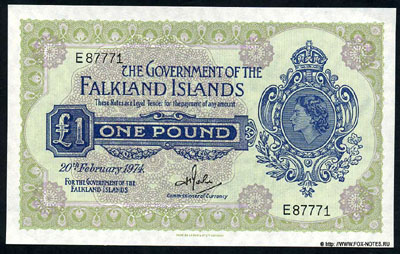 Фолклендские острова 1 фунт 1974
