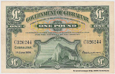 Гибралтар. Government of Gibraltar. Currency Note. Ordinance 1934. (Выпуск 1937-1958, W&S)