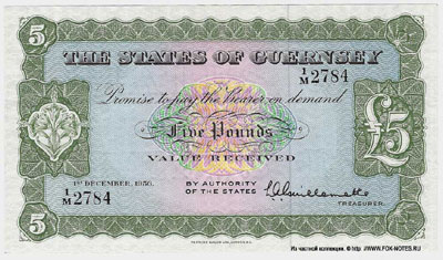  STATES OF GUERNSEY 5 pounds 1956