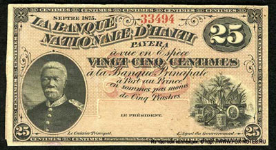République d'Haïti 25 centavos 1875