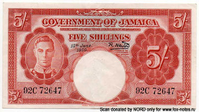 Ямайка  5 шиллингов 1950