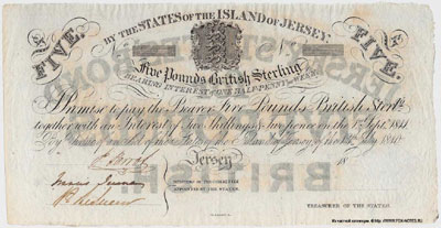 Джерси 5 фунтов банкнота 1840