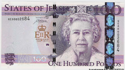 Джерси 100 фунтов 2012 банкнота