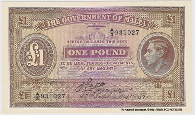 Мальта банкнота 1 фунт 1939