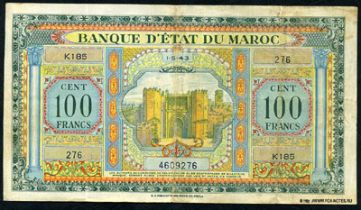 Марокко 100 франков 1943