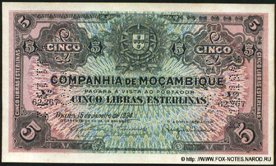 Companhia De Moçambique, Beira 5 libras 1934