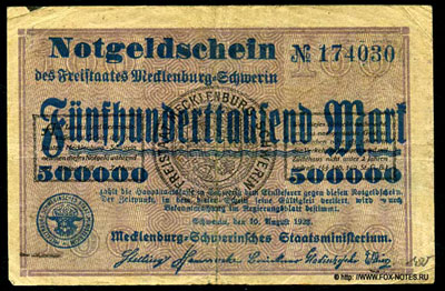 Mecklenburg-Schwerinisches Staatsministerium 500000 mark