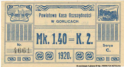 Powiatowa Kasa Oszczednosci w Gorlacach Mk. 1.40 = K. 2.
