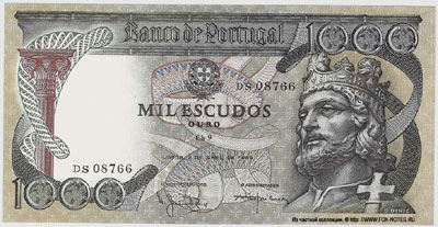 Португалия банкнота 1000 эскудо 1965
