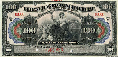 El Banco Agricola Comercial 100 pesos 1913