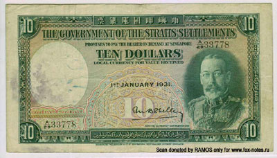 Government of the Straits Settlements 10 dollars 1931