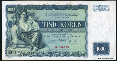 Narodna Banka Ceskoslovenska 1000 korun 1934