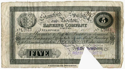 Stamford, Spalding & Boston Banking Company Limited 5 pounds 1898