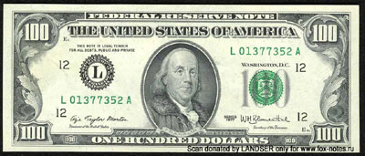 Federal Reserve Notes 100 dollars 1977