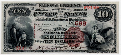 First Nacional Bank of Aurora 10 dollars 1882