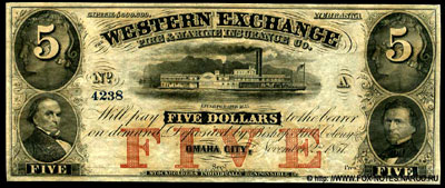 Western Exchange Fire & Marine Insurance Co  5 dollars 1857