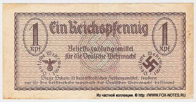 Behelfszahlungsmittel für die Deutsche Wehrmacht 1 reichspfennig 1940