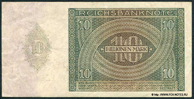 Reichsbank. Reichsbanknote. 10 Billionen Mark. 1. Februar 1924. ()