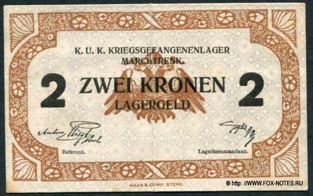 K. u K. Kriegsgefangenenlager Marchtrenk Lagergeld 2 Kronen