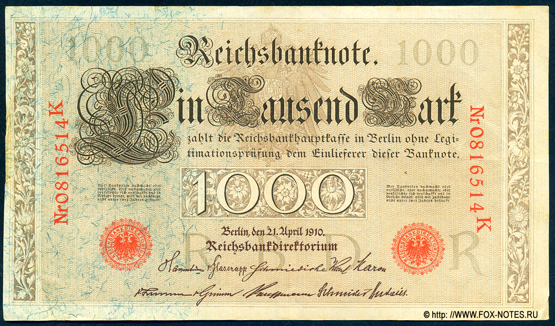   1000  1910:   (Unterdruck-Buchstabe) R