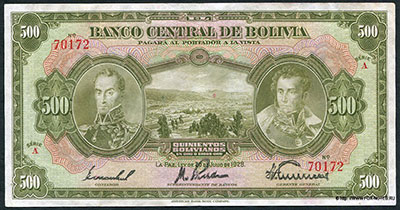 Banco Central de Bolivia 500 bolivianos 1928