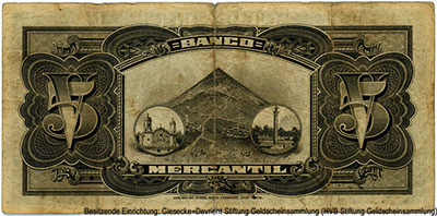 Banco Mercantil 5 Bolivianos. 1o De julio De 1911.