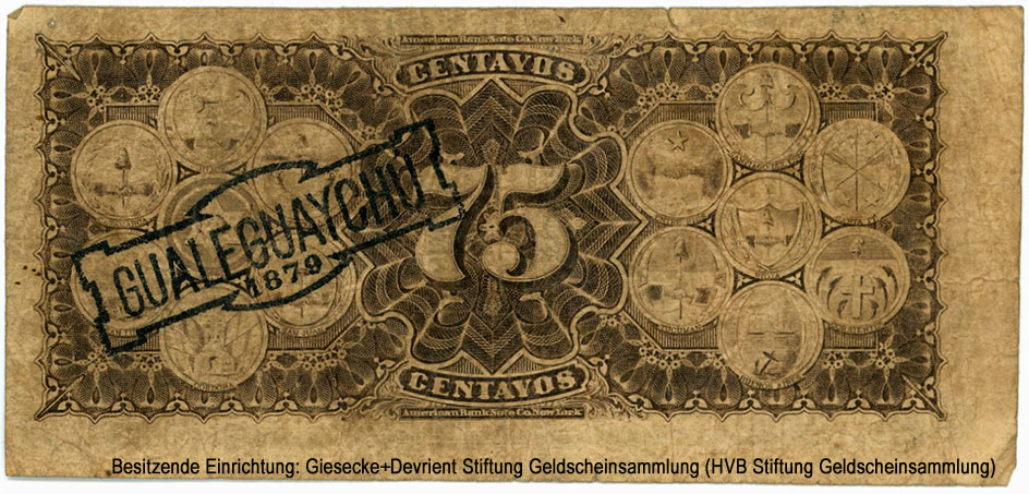 Banco de la Provincia de Buenos Aires 75 pesos Augosto 1º. de 1873.