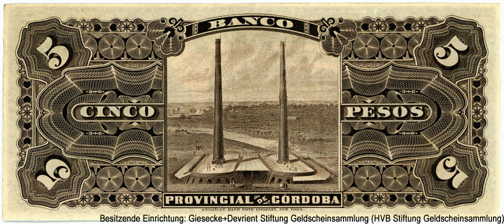 Banco Provincial de Cordoba. 10 Peso ENERO 1º DE 1889.