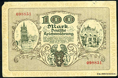 Senat, Verwaltung der Stadgemeinde Danzig. Notgeld der Stadgemeinde 100 Mark. 31. Oktober 1922.