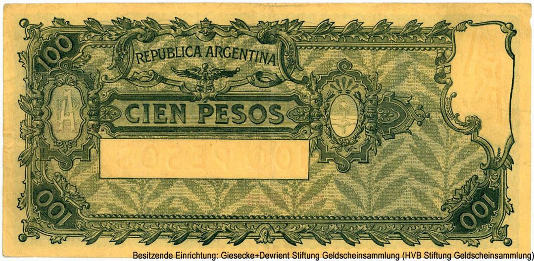 República Argentina Caja de Conversión 100 Pesos LEY DE 20 DE SEPTIEMBRE DE 1897 - ND(1926)