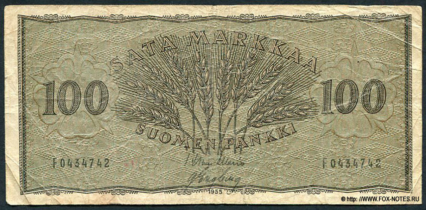 Финляндия 100 марок 1955